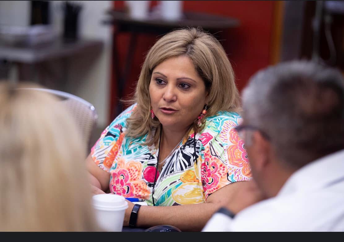 Veronica Bejarano-Malone speaking with residents in Arizona Legislative District 22